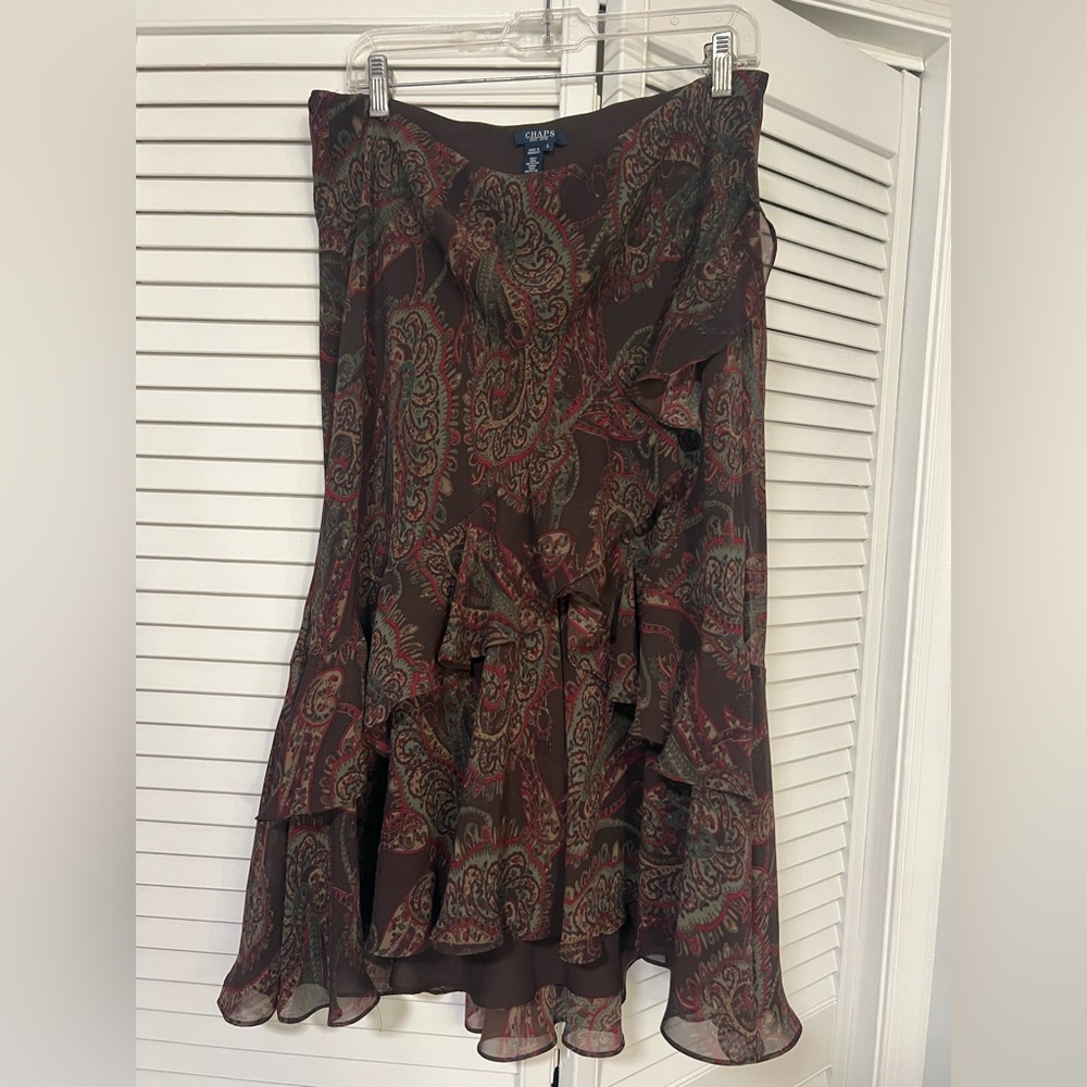 Chaps brown paisley midi skirt